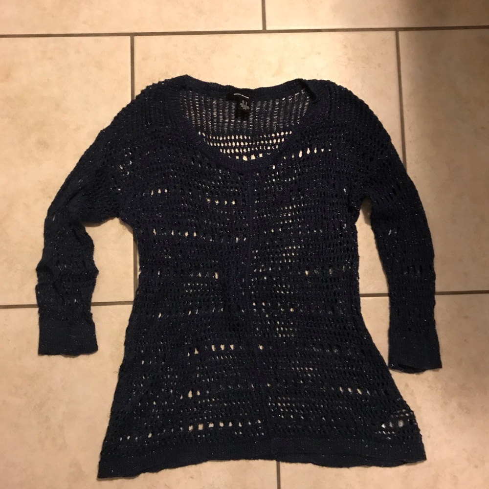 DKNY jeans blue glitter woven sweater size medium